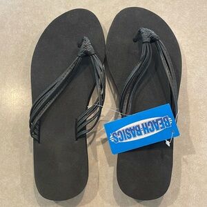 Beach Basics Black Sandals NWT size 9